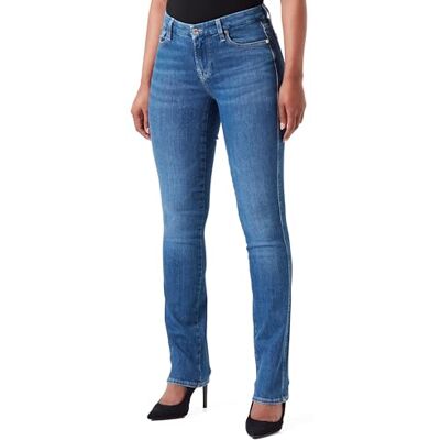 7 For All Mankind Jean coupe droite Kimmie Sliillsat pour femme, Bleu moyen., 30 7 For All Mankind Jean coupe droite Kimmie Sliillsat pour femme, Bleu moyen., 30