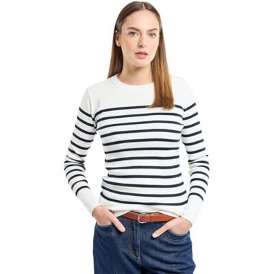 Armor-lux Armor Lux Pull Marin rayé Groix Coton, Milk/Rich Navy, 44 Armor-lux Armor Lux Pull Marin rayé Groix Coton, Milk/Rich Navy, 44