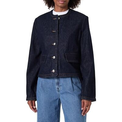 7 For All Mankind Veste pour femme lisse avec boutons exposés, bleu foncé, XL 7 For All Mankind Veste pour femme lisse avec boutons exposés, bleu foncé, XL
