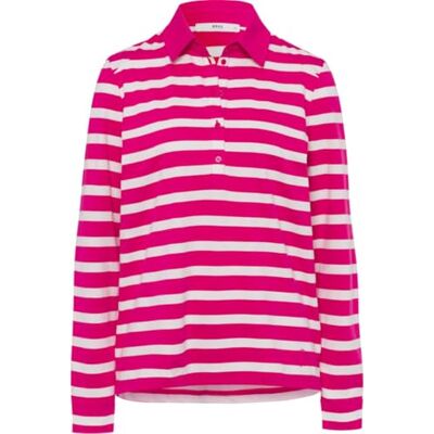BRAX Polo à rayures style Cloe Peached Single Jersey pour femme, Violet orchidée, 38 BRAX Polo à rayures style Cloe Peached Single Jersey pour femme, Violet orchidée, 38