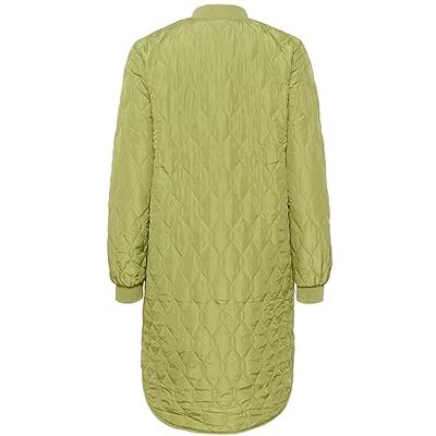 KAFFE Women's Quilted Coat Thigh Length Long Sleeves Round Neck Rib Collar Outerwear Femme KAFFE Women's Quilted Coat Thigh Length Long Sleeves Round Neck Rib Collar Outerwear Femme