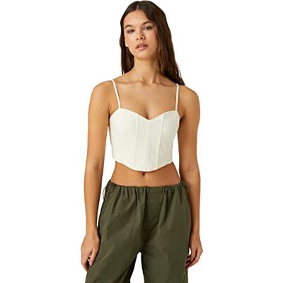 Koton Bustier Crop Spaghetti Strappy Asymétrique T-shirt Femme Koton Bustier Crop Spaghetti Strappy Asymétrique T-shirt Femme