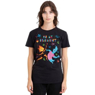 Disney Elemental Ember And Wade, In My Element Ladies T Shirt, Black T-shirt Femme Disney Elemental Ember And Wade, In My Element Ladies T Shirt, Black T-shirt Femme