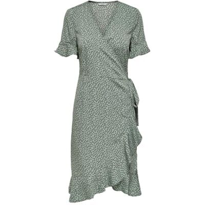 ONLY Femme Robe,Onlolivia S/S Wrap Dress Wvn Noos Chinos Green Aop : Black Spot,42 ONLY Femme Robe,Onlolivia S/S Wrap Dress Wvn Noos Chinos Green Aop : Black Spot,42