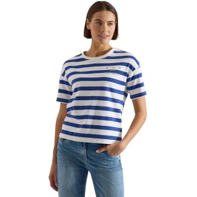 Cecil 3230904 T-shirt à manches courtes avec rayures et inscription Femme (lot de 1) Cecil 3230904 T-shirt à manches courtes avec rayures et inscription Femme (lot de 1)