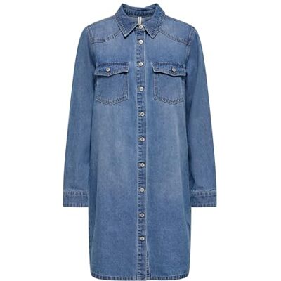 ONLY Onllisa Gua Noos Robe L/S DNM, denim bleu médium, S ONLY Onllisa Gua Noos Robe L/S DNM, denim bleu médium, S