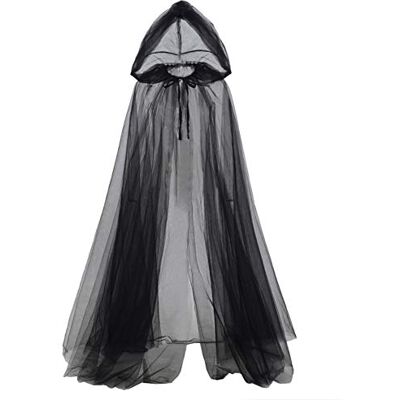 GRACEART Cape à capuche médiévale en tulle pour femme Longue cape à capuche pour cosplay, vampire vintage, horreur, mariée GRACEART Cape à capuche médiévale en tulle pour femme Longue cape à capuche pour cosplay, vampire vintage, horreur, mariée