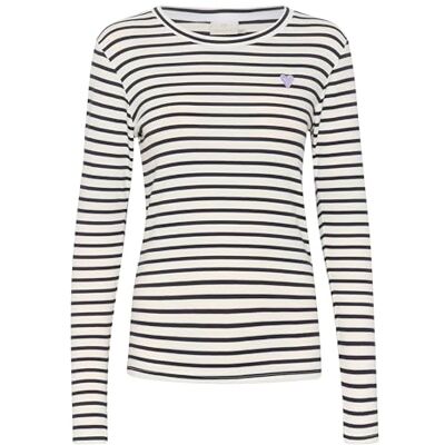KAFFE T-shirt À Manches Longues À Rayures avec Col Rond Blouse Femme KAFFE T-shirt À Manches Longues À Rayures avec Col Rond Blouse Femme