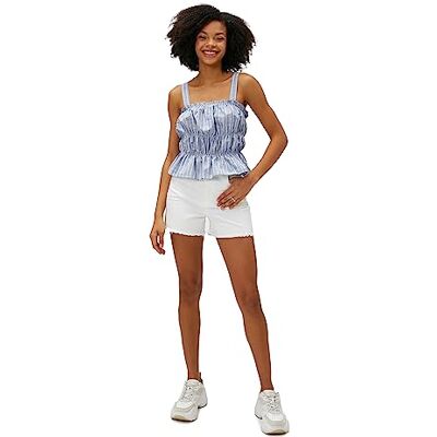 Koton Débardeur en coton Shirred Strappy Crop T-shirt Femme Koton Débardeur en coton Shirred Strappy Crop T-shirt Femme