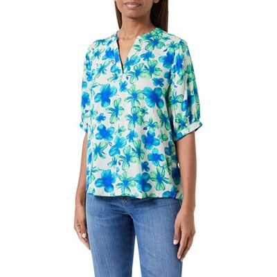 KAFFE Chemisier à manches mi-longues et col en V imprimé coupe droite pour femme Blouse Femme KAFFE Chemisier à manches mi-longues et col en V imprimé coupe droite pour femme Blouse Femme
