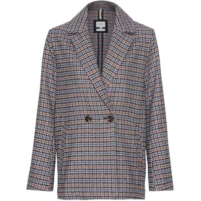 camel active Blazer surdimensionné pour femme avec motif à carreaux, Bleu/violet, 40 camel active Blazer surdimensionné pour femme avec motif à carreaux, Bleu/violet, 40