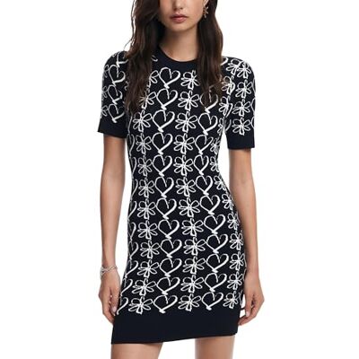 Desigual Woman Flat Knit Dress Short Sleeve Robe Femme Desigual Woman Flat Knit Dress Short Sleeve Robe Femme