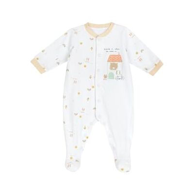 Chicco Combinaison en coton avec pied, Blanc, 3 mesi Chicco Combinaison en coton avec pied, Blanc, 3 mesi
