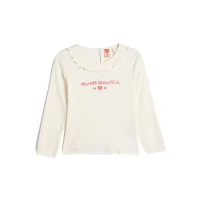 Koton Baybgirls T-shirt à manches longues et col rond en coton côtelé brodé Koton Baybgirls T-shirt à manches longues et col rond en coton côtelé brodé