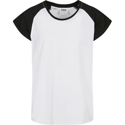 Urban Classics Fille T-shirt Raglan Girls Contrast T shirt, Blanc/Noir, 146 EU Urban Classics Fille T-shirt Raglan Girls Contrast T shirt, Blanc/Noir, 146 EU
