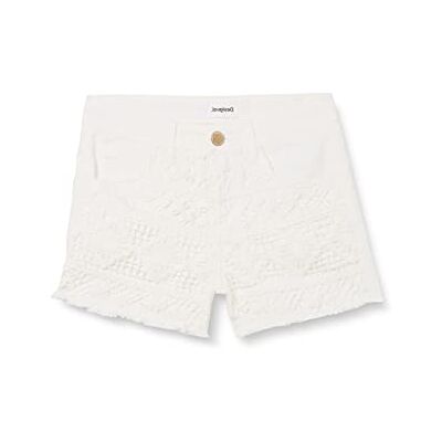 Desigual Denim_guitarra Shorts Fille, Blanc, 7-8 ans Desigual Denim_guitarra Shorts Fille, Blanc, 7-8 ans