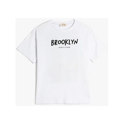 Koton Brooklyn T-shirt Back Printed Short Sleeve Crew Neck Cotton T-shirt Boys's Koton Brooklyn T-shirt Back Printed Short Sleeve Crew Neck Cotton T-shirt Boys's