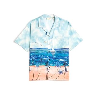 Koton T-shirt imprimé à manches courtes pour garçons, avec poche, à thème d'été Koton T-shirt imprimé à manches courtes pour garçons, avec poche, à thème d'été