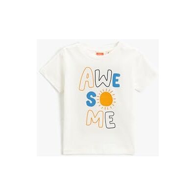 Koton Babyboy T-shirt à manches courtes et col rond imprimé, Ecru (002), 9-12 Monate Koton Babyboy T-shirt à manches courtes et col rond imprimé, Ecru (002), 9-12 Monate
