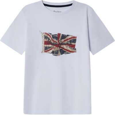 Pepe Jeans T-shirt Union Jack pour garçon, blanc (blanc), 4, Blanc (Blanc), 4 ans Pepe Jeans T-shirt Union Jack pour garçon, blanc (blanc), 4, Blanc (Blanc), 4 ans