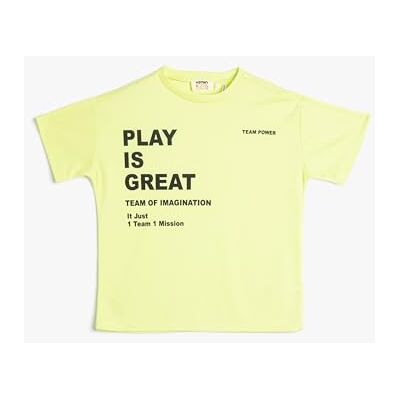 Koton T-shirt à manches courtes et col rond en coton pour garçons Koton T-shirt à manches courtes et col rond en coton pour garçons