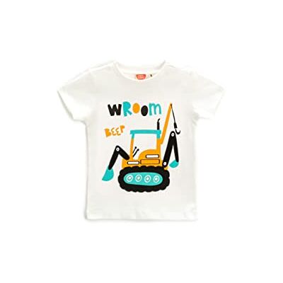 Koton Babyboy T-shirt en coton imprimé Bulldozer à manches courtes et col rond, Ecru (002), 9-12 Monate Koton Babyboy T-shirt en coton imprimé Bulldozer à manches courtes et col rond, Ecru (002), 9-12 Monate