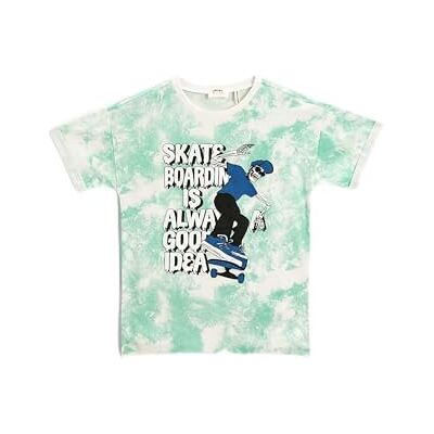 Koton Slogan Skull Printed Short Sleeve T-shirt Cotton T-shirt Garçon Koton Slogan Skull Printed Short Sleeve T-shirt Cotton T-shirt Garçon