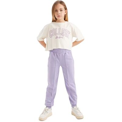 DeFacto Pantalon pour fille, lilas, 7-8 ans DeFacto Pantalon pour fille, lilas, 7-8 ans