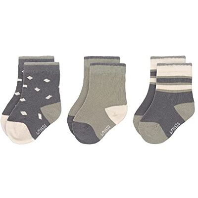 Lässig Lot de 3 paires de chaussettes unisexes pour enfant et bébé Anthracite/olive Taille 15-18 Lässig Lot de 3 paires de chaussettes unisexes pour enfant et bébé Anthracite/olive Taille 15-18