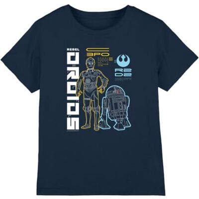 Star Wars Rebel Droids T-shirt unisexe pour enfant, bleu marine, 12-13 ans, bleu marine, 12-13 ans Star Wars Rebel Droids T-shirt unisexe pour enfant, bleu marine, 12-13 ans, bleu marine, 12-13 ans
