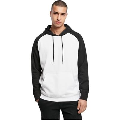 Build Your Brand Sweat à capuche Basic Raglan pour homme Manches contrastées Disponible dans de nombreuses couleurs Tailles XS à 5XL, blanc/noir, XS Build Your Brand Sweat à capuche Basic Raglan pour homme Manches contrastées Disponible dans de nombreuses couleurs Tailles XS à 5XL, blanc/noir, XS