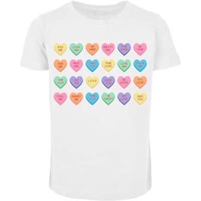 T-shirt pour enfant en coton avec inscription « Sweet Heart Candy Tee » pour fille, tailles 110/116-158/164 cm, Blanc., 110 T-shirt pour enfant en coton avec inscription « Sweet Heart Candy Tee » pour fille, tailles 110/116-158/164 cm, Blanc., 110