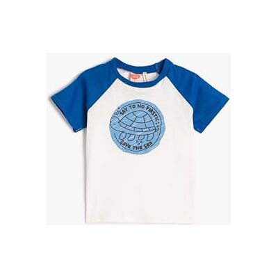 Koton T-shirt Turtle Printed Short Sleeve Crew Neck Cotton T-shirt Baybboys Koton T-shirt Turtle Printed Short Sleeve Crew Neck Cotton T-shirt Baybboys