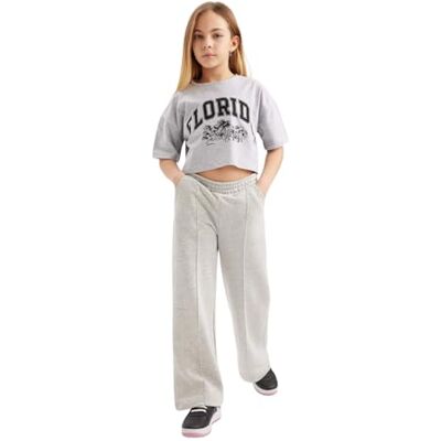 DeFacto Pantalon pour fille, gris, 6-7 ans DeFacto Pantalon pour fille, gris, 6-7 ans