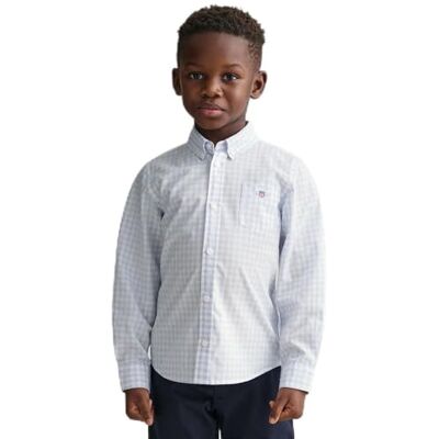 GANT Poplin Gingham Shield Shirt Chemise à bouton bas Mixte enfant GANT Poplin Gingham Shield Shirt Chemise à bouton bas Mixte enfant