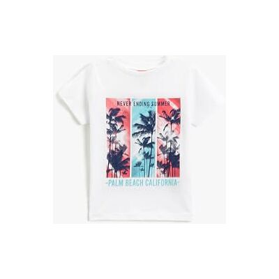 Koton Short Sleeve T-shirt Crew Neck Printed T-shirt Baybboys Koton Short Sleeve T-shirt Crew Neck Printed T-shirt Baybboys