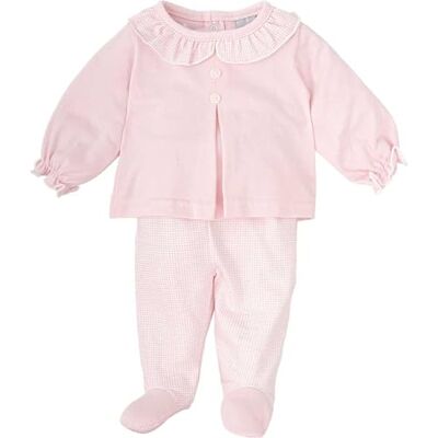 BABIDU Ensemble fille avec t-shirt à manches longues avec col volant et guêtres à carreaux unisexe bébé, rose, 6 mois BABIDU Ensemble fille avec t-shirt à manches longues avec col volant et guêtres à carreaux unisexe bébé, rose, 6 mois