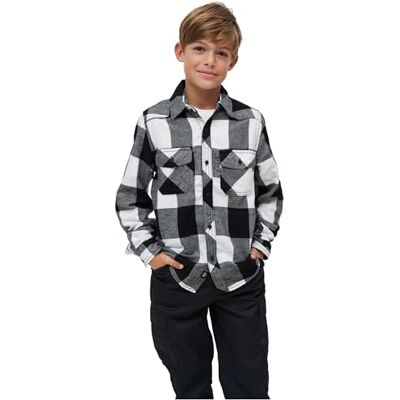 Brandit Checkshirt Kids Chemise bûcheron Tailles 122 à 176, blanc/noir, 122-128 Brandit Checkshirt Kids Chemise bûcheron Tailles 122 à 176, blanc/noir, 122-128