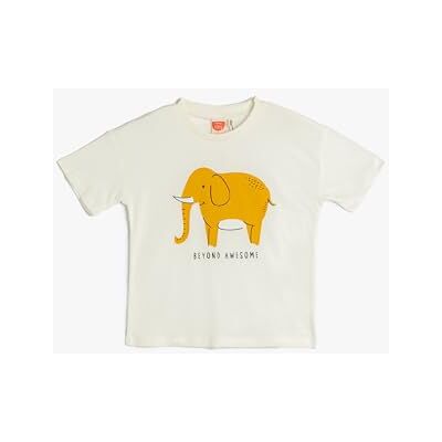 Koton T-shirt Short Sleeve Crew Neck Elephant Printed Cotton T-shirt Babyboys Koton T-shirt Short Sleeve Crew Neck Elephant Printed Cotton T-shirt Babyboys