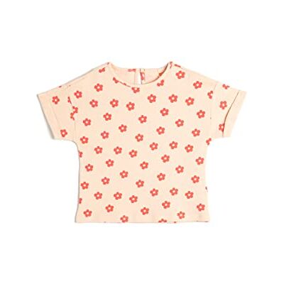 Koton T-shirt Flower Printed Short Sleeve Crew Neck Textured Cotton T-shirt Babygirls Koton T-shirt Flower Printed Short Sleeve Crew Neck Textured Cotton T-shirt Babygirls