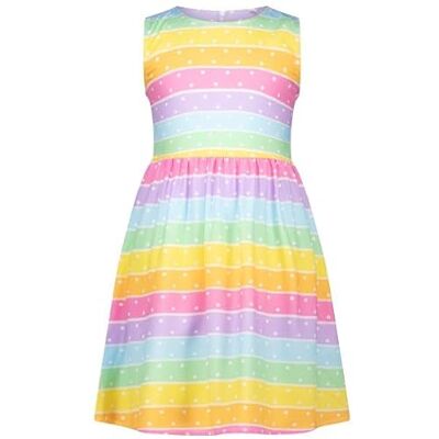 SALT AND PEPPER BY KIDS PARK Robe pour fille en viscose avec imprimé rayé sur toute la surface, multicolore, 104 SALT AND PEPPER BY KIDS PARK Robe pour fille en viscose avec imprimé rayé sur toute la surface, multicolore, 104