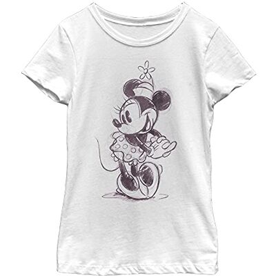 Disney Minnie Mouse Cute Sketch Girls T-shirt, Blanc., XS Disney Minnie Mouse Cute Sketch Girls T-shirt, Blanc., XS