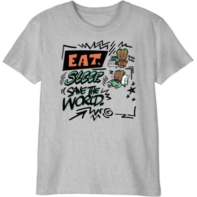 Marvel T- Shirt Garçon, Gris Melange, 8 ans Marvel T- Shirt Garçon, Gris Melange, 8 ans