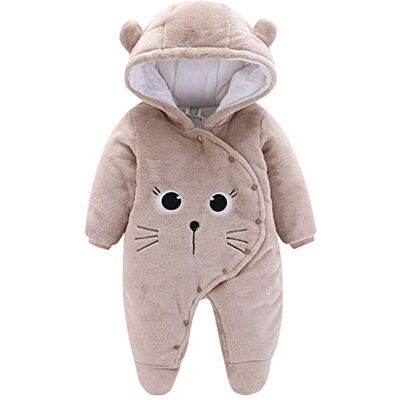 JiAmy Salopette Bébé Romper Flanelle Hiver Romper Playsuit avec Pieds Hoodie Cartoon 0-12 Mois, Kaki, 6-9 mois (Lot de 1) JiAmy Salopette Bébé Romper Flanelle Hiver Romper Playsuit avec Pieds Hoodie Cartoon 0-12 Mois, Kaki, 6-9 mois (Lot de 1)