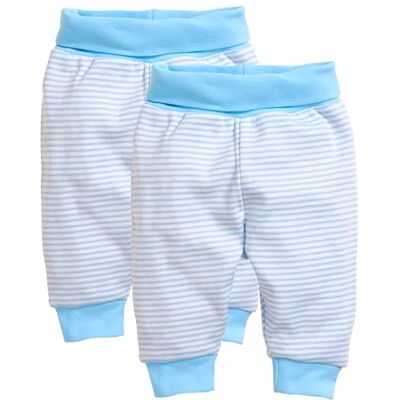 Playshoes Lot de 2 pantalons de jogging bouffants pour bébé, Bleu rayé, 68 Playshoes Lot de 2 pantalons de jogging bouffants pour bébé, Bleu rayé, 68
