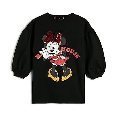 Koton Minnie Mouse Sweat Dress Licenced Long Puff Sleeve Crew Neck Robe Girls's Koton Minnie Mouse Sweat Dress Licenced Long Puff Sleeve Crew Neck Robe Girls's