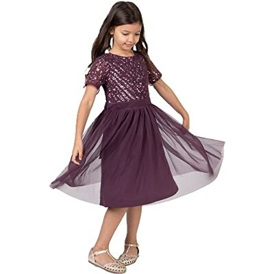 Maya Deluxe Robe Midi Girls pour Mariage avec Embellissement À Sequins À Manches Courtes pour Bal D'anniversaire Fête de Mariée Robe Fille (lot de 1) Maya Deluxe Robe Midi Girls pour Mariage avec Embellissement À Sequins À Manches Courtes pour Bal D'anniversaire Fête de Mariée Robe Fille (lot de 1)