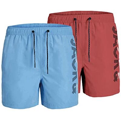 JACK & JONES JUNIOR JPSTFIJI JJSWIM SPICELOGO LY 2PK JNR, Corail chaud/paquet : W/Ethereal, 128 JACK & JONES JUNIOR JPSTFIJI JJSWIM SPICELOGO LY 2PK JNR, Corail chaud/paquet : W/Ethereal, 128