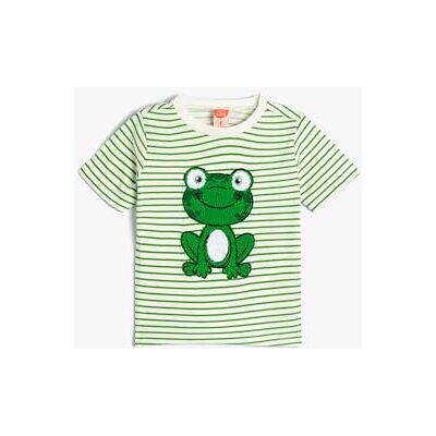 Koton T-shirt Short Sleeve Crew Neck Frog Printed Cotton T-shirt Babyboys Koton T-shirt Short Sleeve Crew Neck Frog Printed Cotton T-shirt Babyboys