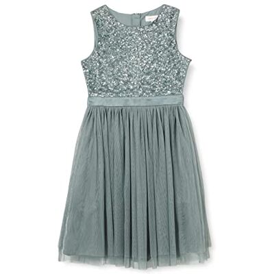 Maya Deluxe Robe midi à paillettes pour fille Tutu pour demoiselles d'honneur Avec nœud de ceinture, Vert bruyant., 5-6 ans Maya Deluxe Robe midi à paillettes pour fille Tutu pour demoiselles d'honneur Avec nœud de ceinture, Vert bruyant., 5-6 ans